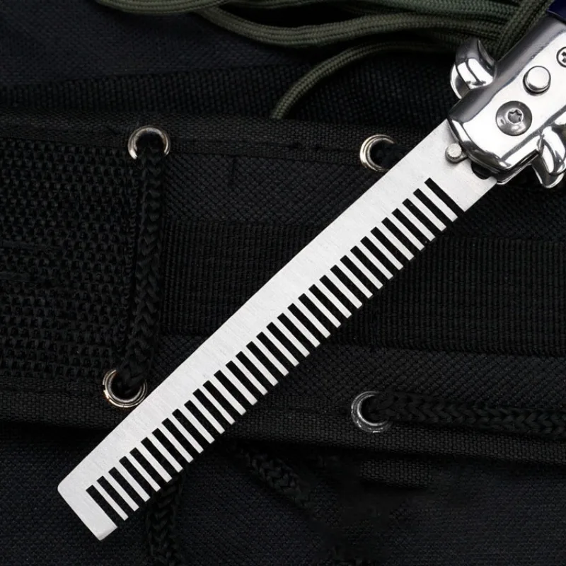 1pc Stainless Steel Training Practice Comb Men Beard Moustache Brushe Salon Hairdressing Styling Tool Outdoor Practice Comb