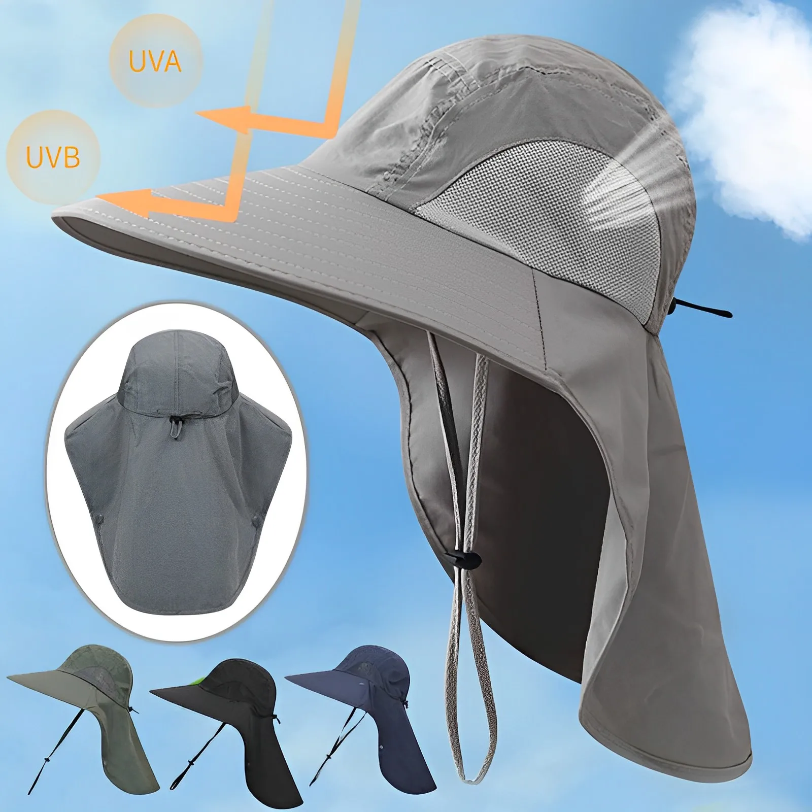 Sun Hat Widen Brim UPF40+ Fisherman Fishing Hat Sunshade Nylon Quick Dry Breathable Sun Shield Cycling Climbing Running Hats Soft Wear