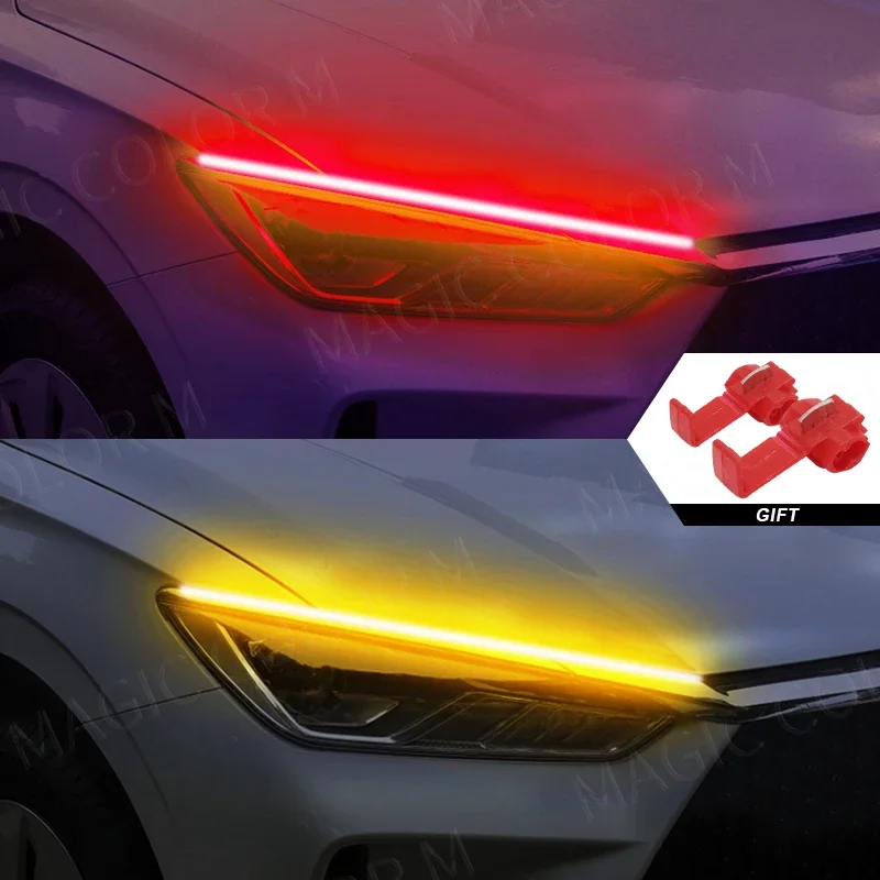 ตัวเลือกสินค้า LED ไฟวิ่งกลางวัน ไฟเลี้ยว ไฟหน้า กันน้ำ 30/45/60 ซม. สีขาว แดง เหลือง ฟ้า 2 ชิ้น