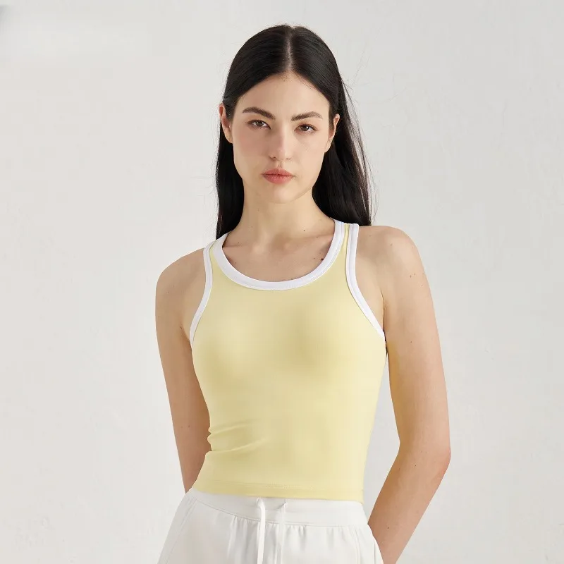 New Sports Lingerie for Women's Breathable Contrasting Color Splicing Yoga Vest Pilates Fitness Bra
