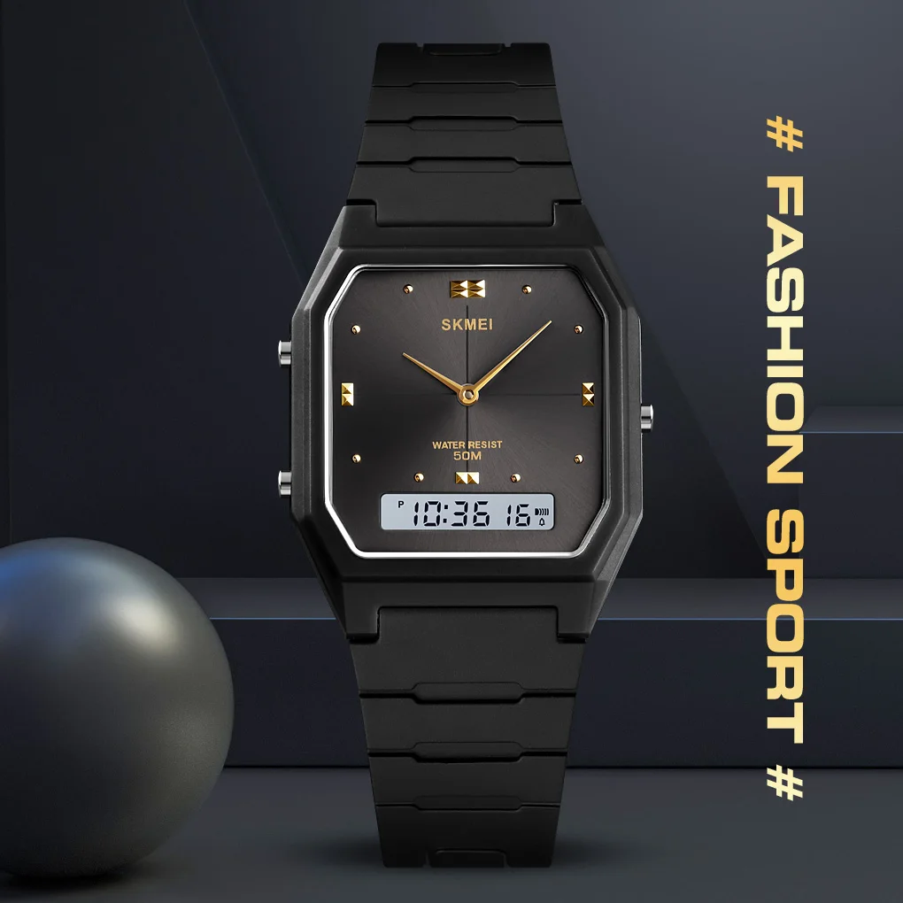 SKMEI Japan Digital Movement 3 Time Stopwatch Wristwatches Mens Women Casual Sport Watch 5Bar Waterproof relogio masculino 2