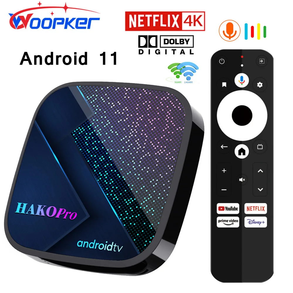 Woopker Tv Box Hako Pro Android 11 Certificato Google Amlogic S905Y4 Netflix Dolby Digital 4K Hd 2.4G/5G Wifi Hakopro Set Top