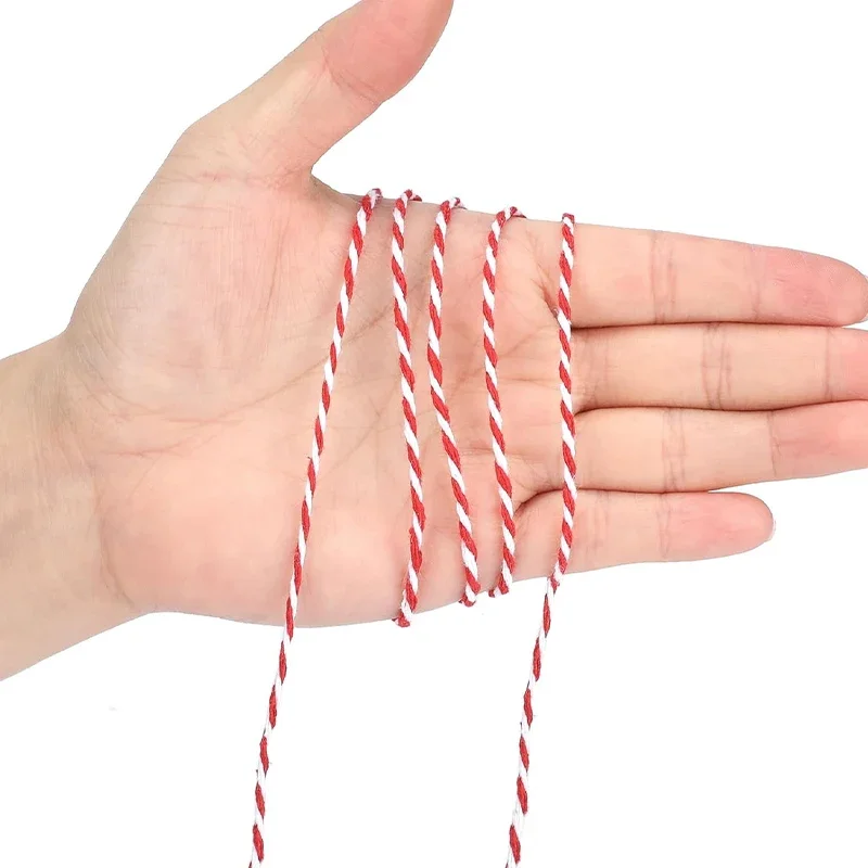 Ribbon Decoration Ribbon Supplies Wrapping Ribbon Cotton Ribbon Cotton Cords 100m/Roll Cotton Rope Christmas Gift Packing Rope Red White Ribbon Cord for Baking DIY Crafts Wrapping Ornaments Cotton Twine