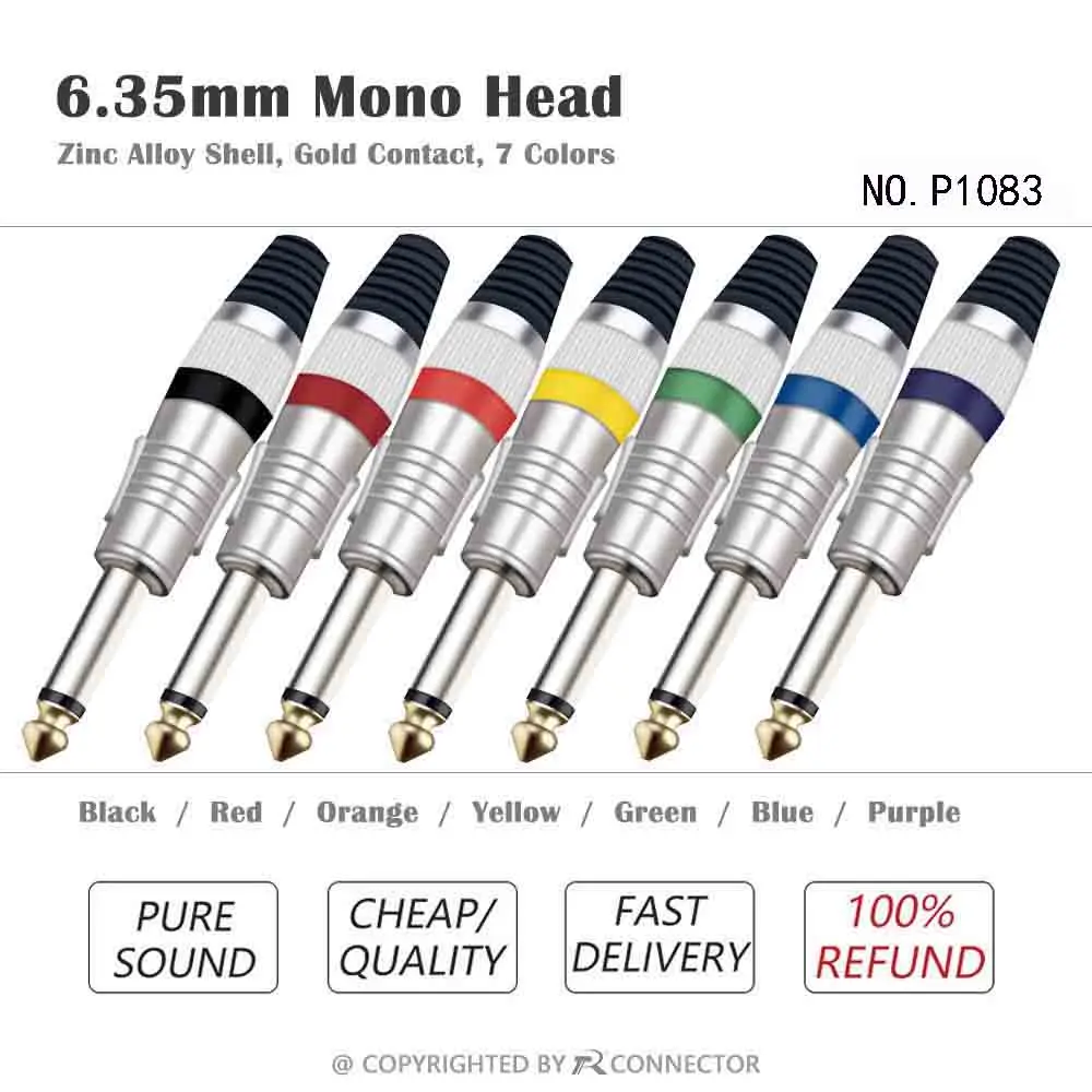 10 pces 635mm jacks para 65mm mono 01