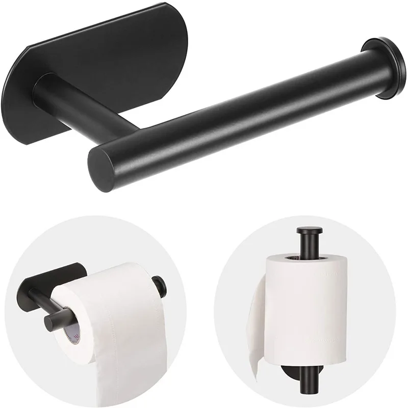 No Punching Wall Mounted Toilet Paper Holder Rustproof Anticorrosion Stainless Steel Bathroom Kitchen Roll Paper Toilet Holder