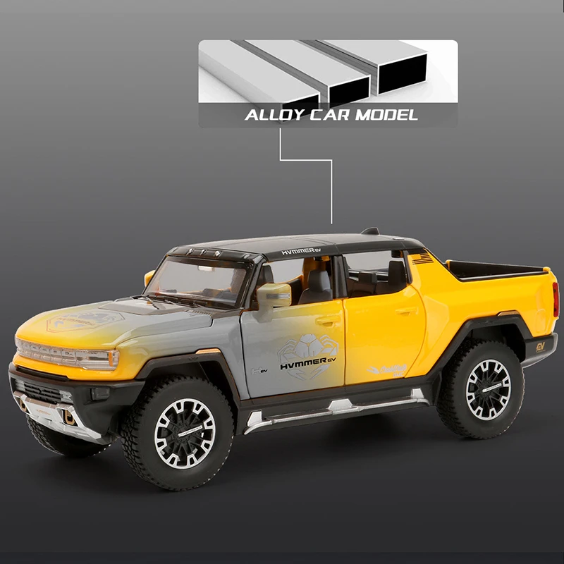 1:24 Hummer Ev Truck Alloy Car Model New Energy Off-Road Vehicle Toys Simulation With Sound And Light Two Styles