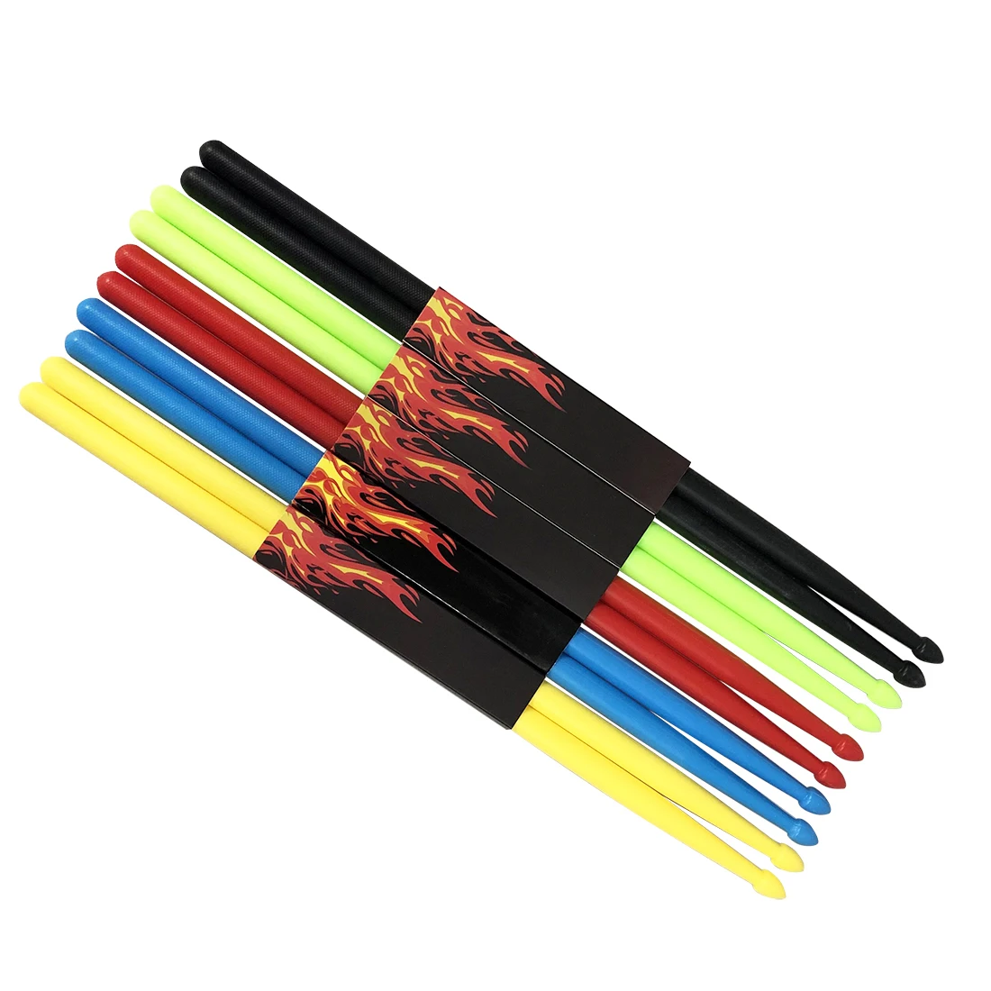 Description Picture 3 of item1Pair Professional Drum Sticks 5A Colorful Nylon Drumsticks Drum Set Kit Parts Percussion Musical Instrument Accessories