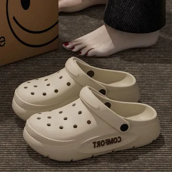 2026 Summer EVA Hole Shoes For Men Women Closed Toe Thick Sole Non Slip Outdoor Beach Slippers Cloud Feel Slides 1