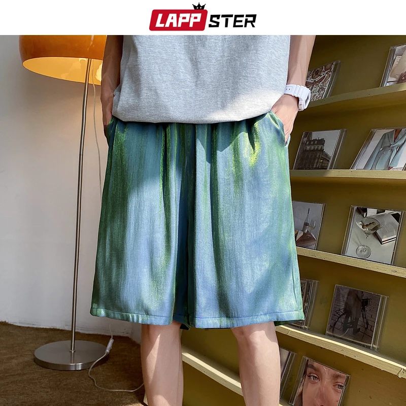 

LAPPSTER Summer Y2k Streetwear Ice Shorts 2023 Designer Tie Dye Graphic Sweat Pants Men Baggy Hip Hop Harajuku Smooth Shorts