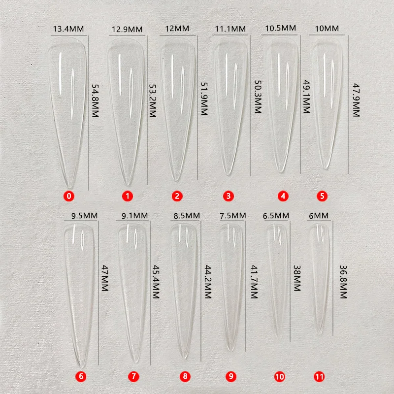 3XL Extra Long Stiletto Acrylic Press On Fake Nails Tips Clear Artificial Full Cover False Finger Sculpted Nail Manicure Tools