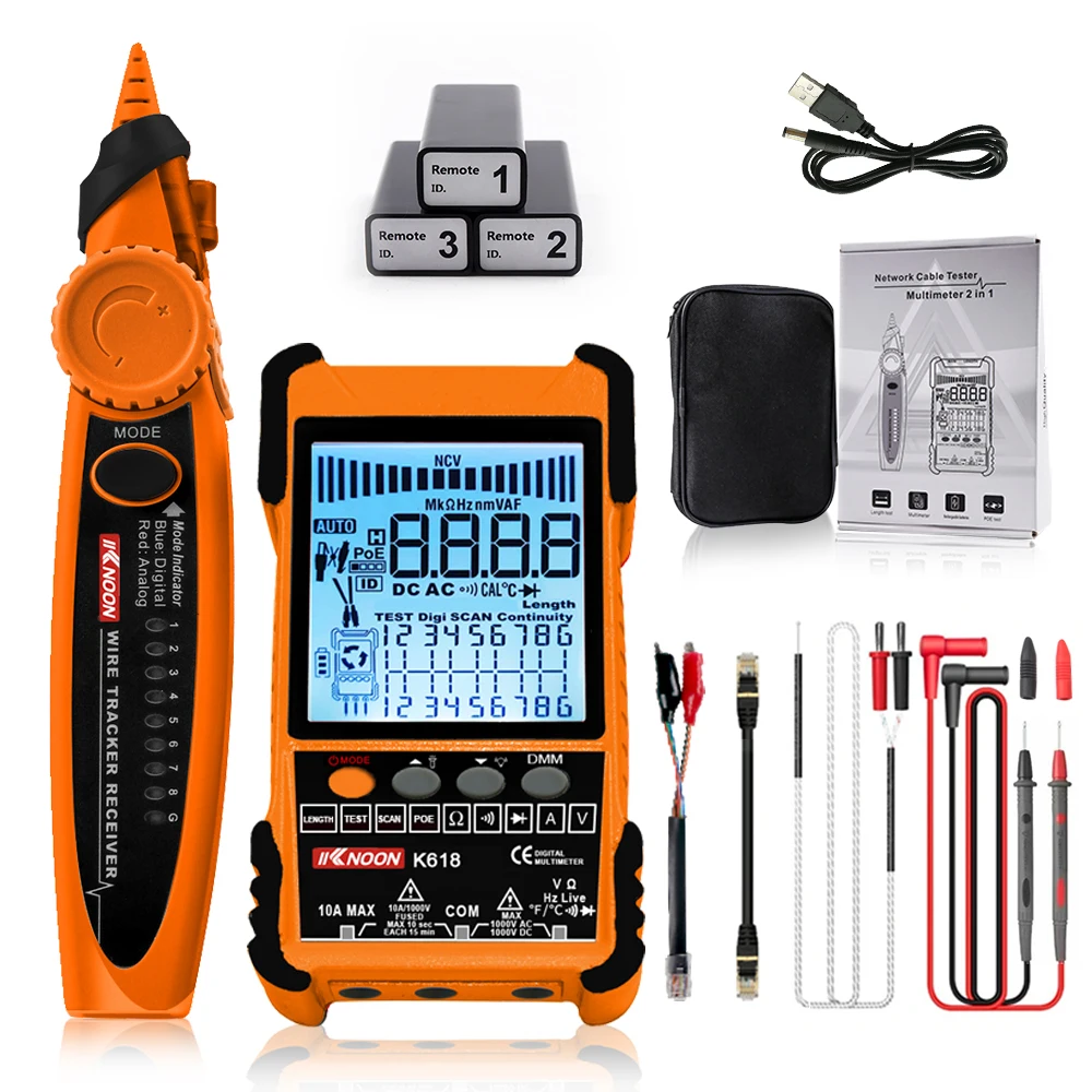 K618 500M Cable Tester Analogs Digital Search POE Test Cable Pairing Short Open Circuit Measure Trackers Tester