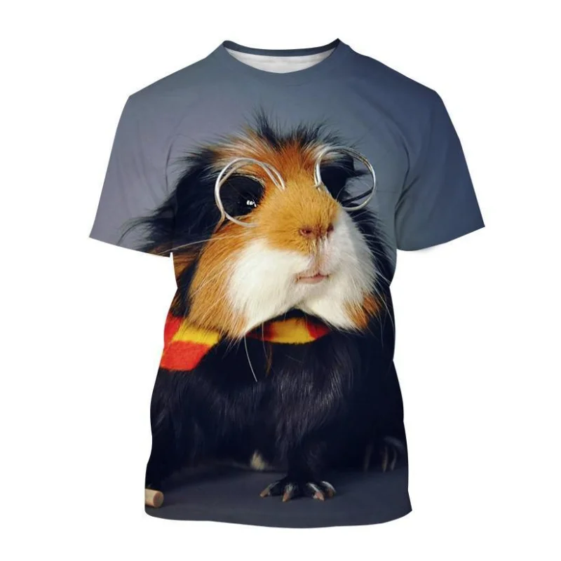 

Men's Cute Fun Guinea Pig 3d Printed Pattern Short Sleeve Top Summer Animal Comfortable Fashion Short Sleeve O-Neck T-Shirt