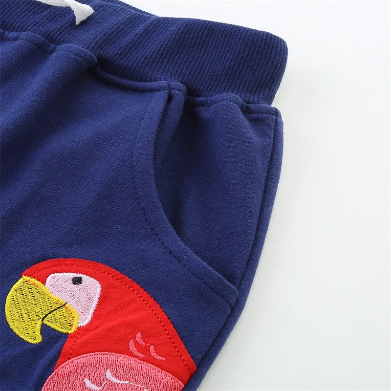 Jumping Meters 2-7T Cotton Flamingo Embroidery Children's Shorts For Girls Animals Applique Kids Trousers Pants Baby Clothes
