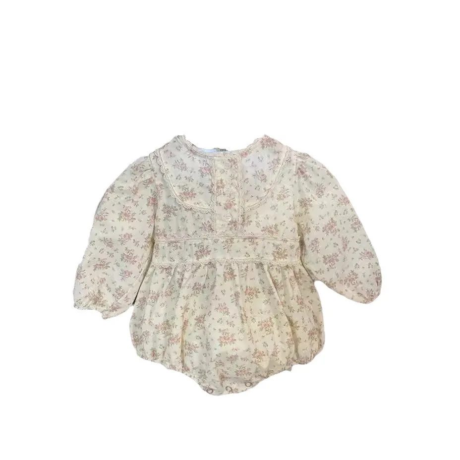 Body de manga larga para bebé, mono de princesa Floral, ropa informal de algodón para recién nacido de 0 a 24 meses, novedad de primavera 2024