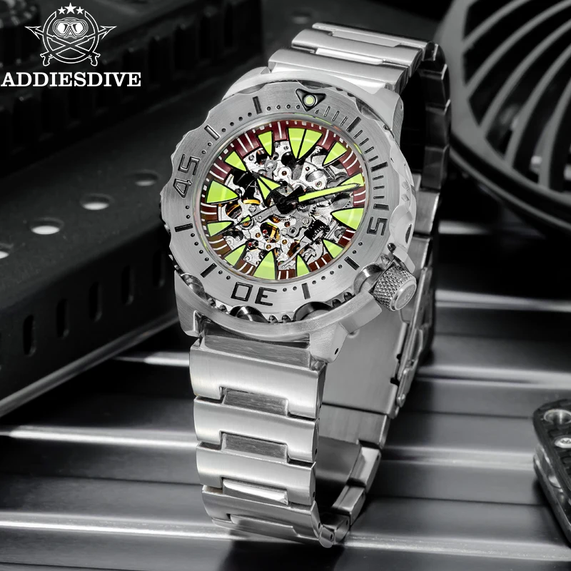 Men Skeleton Automatic Watch Sapphire Glass BGW9 Luminous Diver's 200m Analog Mechanical