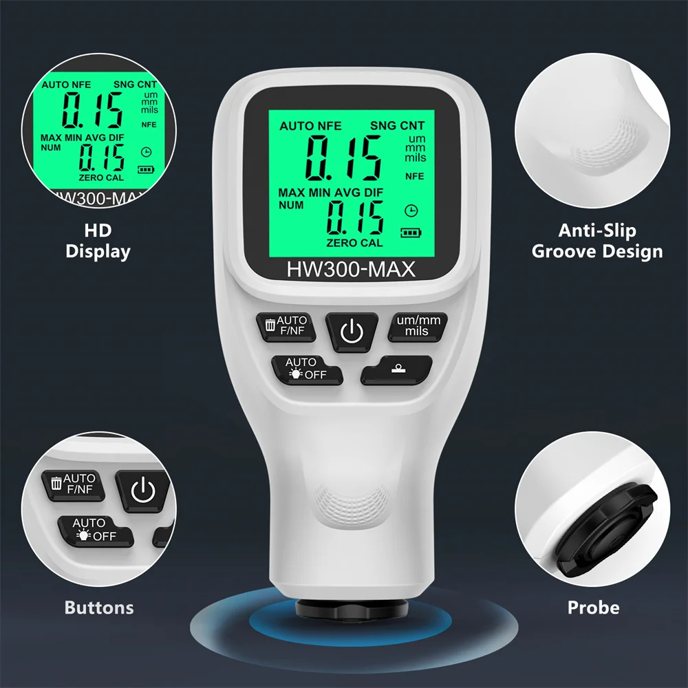 Paint thickness gauge 0-2000um car paint coating tester