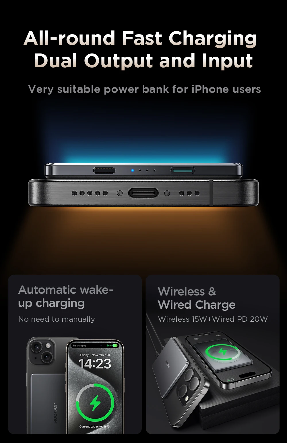 Joyroom 9mm Super Thin 20W 5000mAh Wireless Power Bank Magnetic Portable Fast Charging External Battery for iPhone 15/14/13/12 12 S5280dc665bb147a4b73b765e60022f09O