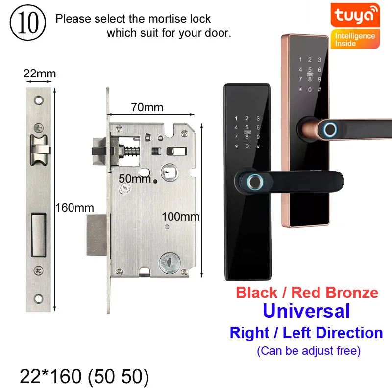 RAYKUBE Tuya Smart Door Lock Wifi Fingerprint Password IC Card Keyless Remotely Unlock Use AA Battery Support 8 Language Voice best electronic door lock Access Control Systems