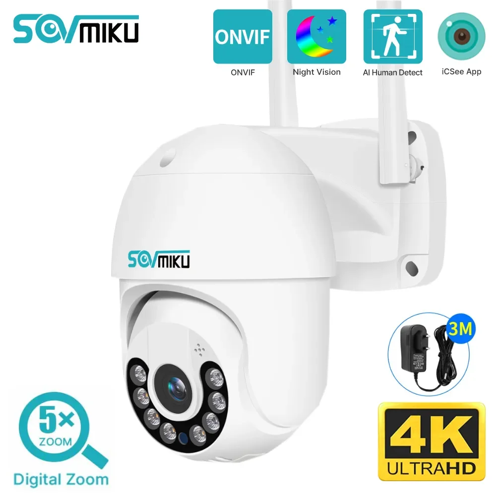 4K 8MP умный WiFi PTZ-камера 5-кратный цифровой зум