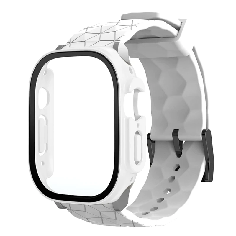 애플 워치 밴드용 시계 케이스 및 스트랩, 축구 패턴 팔찌, iwatch 3, 4, 5, 6, SE, 7, 8, 9, 울트라, 44mm, 45mm, 49mm, 41mm, 40mm