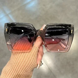 Gradient Large Square Sunglasses with Anti - Reflective Lenses - Stylish Sport Eyewear (Gray Pink)