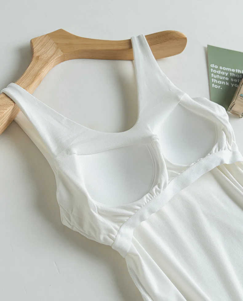 Einteiliges Pyjama-Oberteil, sexy Brustpolster, Nachtwäsche, T-Shirt, Modal, schlafendes Zuhause, Weste für Damen, Nachtwäsche, Lounge-BH, Basic-Shirt – Detail 9