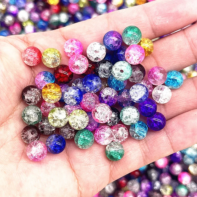 100 Abalorio De Vidrio Craquelado De 8 Mm Para Hacer Joyas