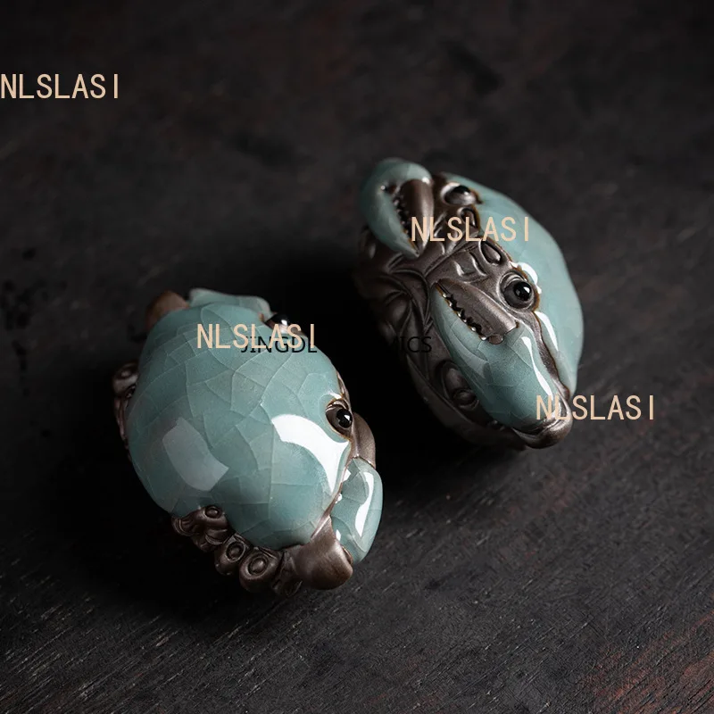 Cracked Glaze Crab Play Handmade Kongfu TeaPet Decoration Tea Table Tea Ceremony Accessories Tea Pet Furniture For Display