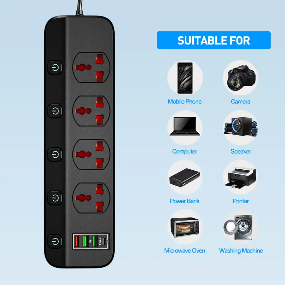 رشاش طاقة حماية الزائد مع 4 مقبس عالمي 5 swichi 4...