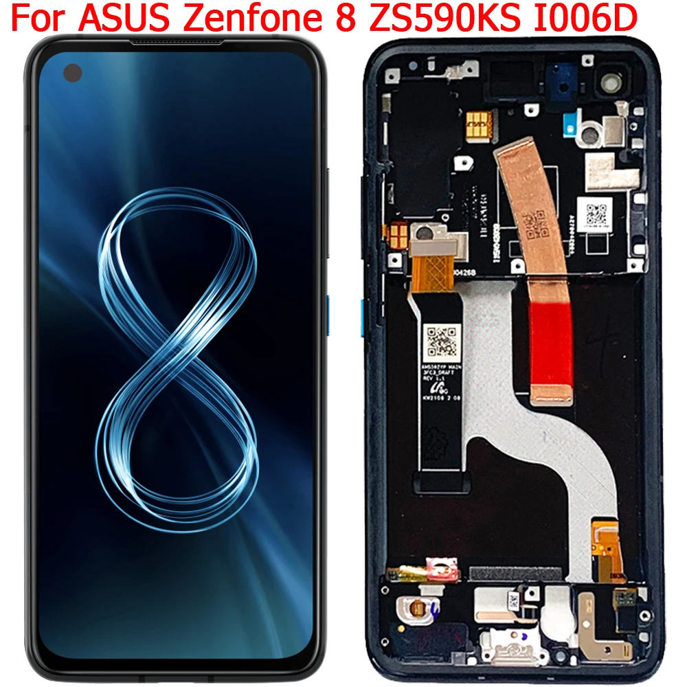 5 Оригинальный ЖК-экран для Asus Zenfone 8, дисплей с рамкой 5,92 дюйма, Zenfone 8 ZS590KS-2A007EU I006D, сенсорный экран, ЖК-части