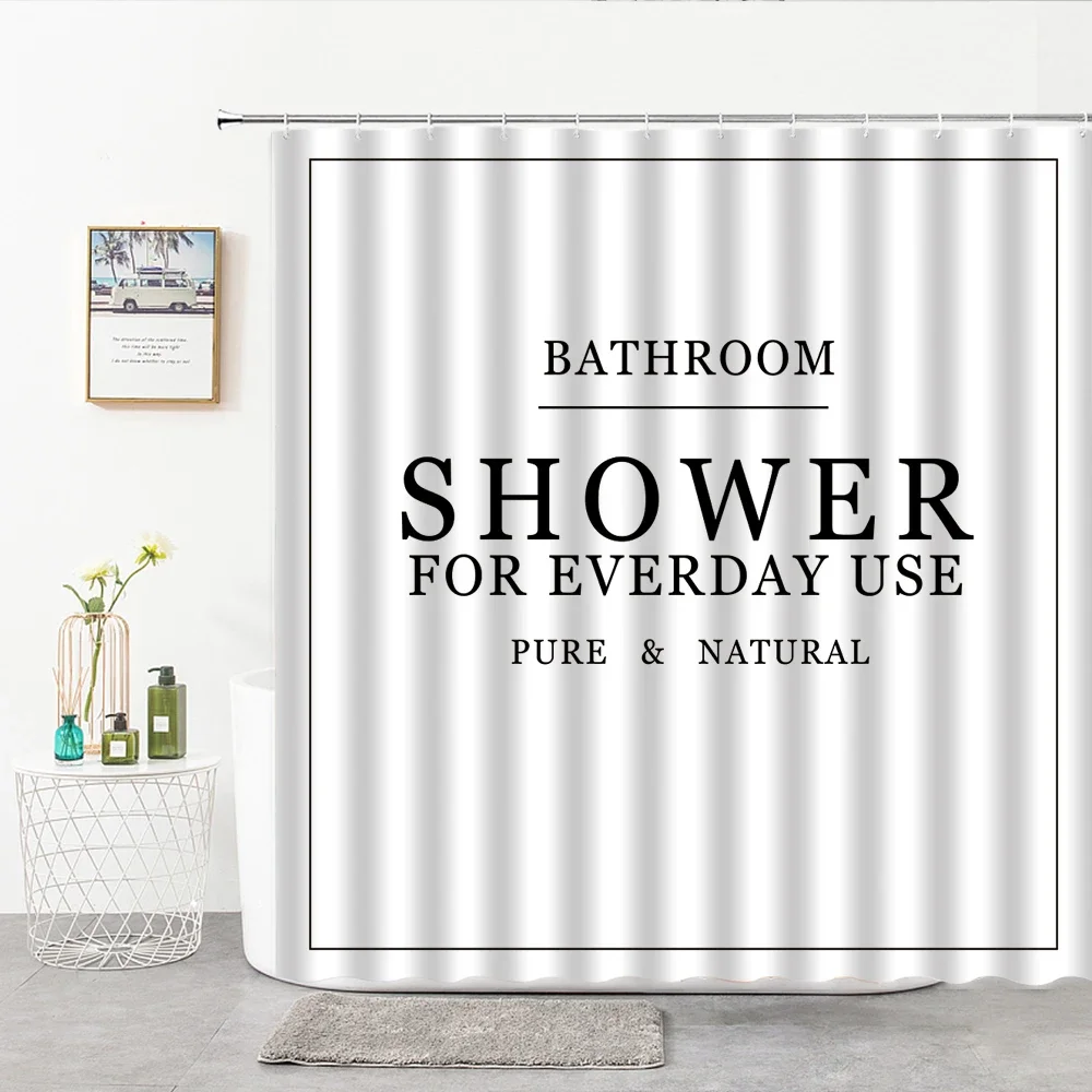 Letter Shower Curtains Simple Nordic Art Design Bathroom Curtain Home Decor Bath Screens Bathroom Accessories Polyester Fabric 3