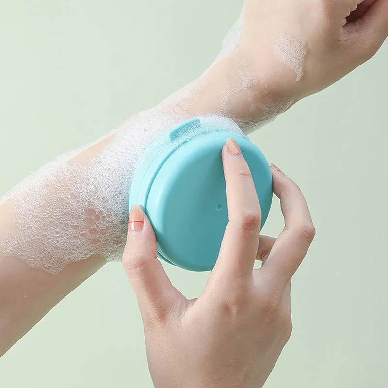 1pc Portable Bathing Brush Hanging Bath Body Scrubber Soap Case Silicone Brush Massage Hair Tactile Brush bath sponge 3