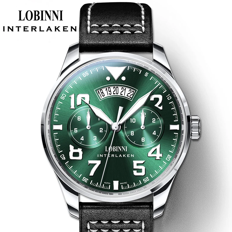 LOBINNI New Men's Watches Miyota 9122 Automatic Mechanical