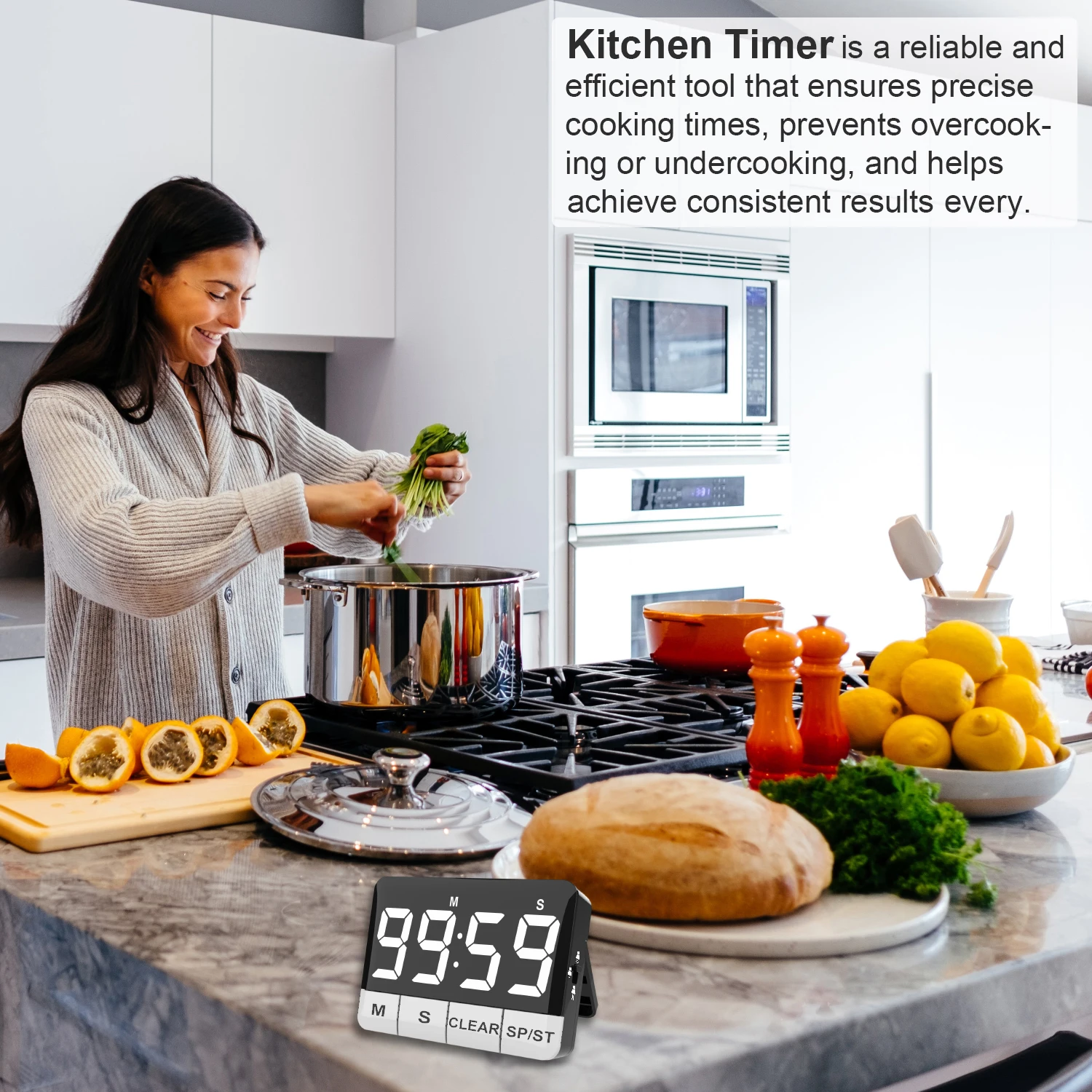 Digital LED Countdown Kitchen Timer with Magnetic Backing