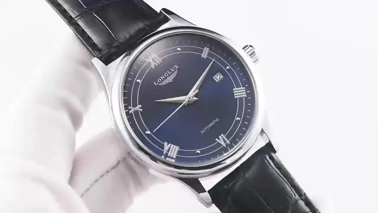 Longlux-男性用自動巻き時計,機械式,シンプル,多用途,日付,防水