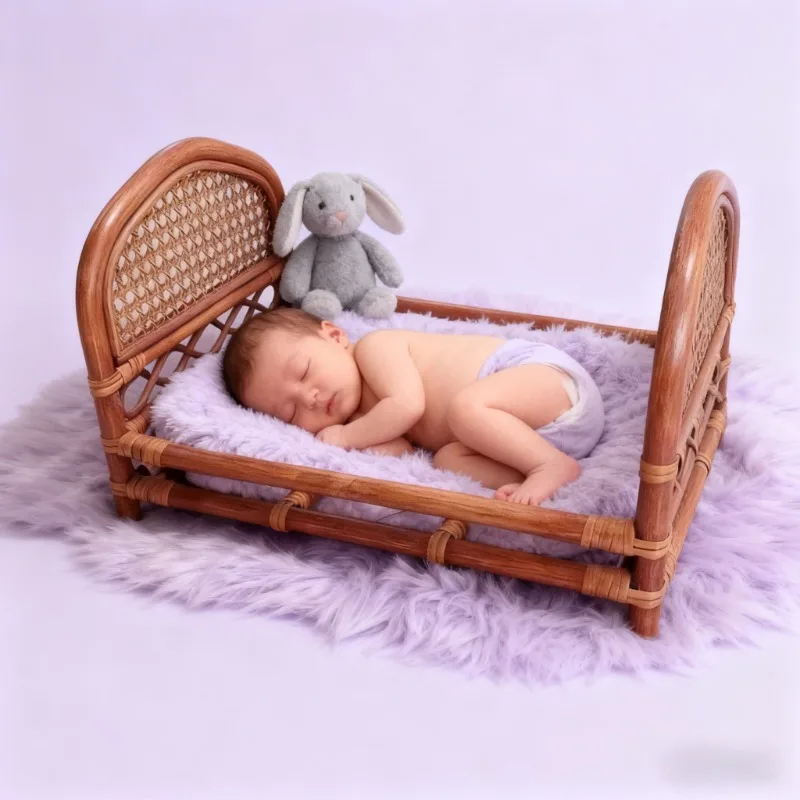 1pc Newborn Growth Souvenirs Vine Basket Photography Props Baby Home Decoration Studio Shooting Key Photography Accessories Tool