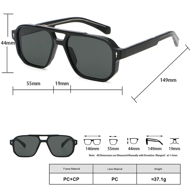 Occhiali Da Sole Rettangolari Quadrati Con Montatura Spessa Uomo - Foto 11