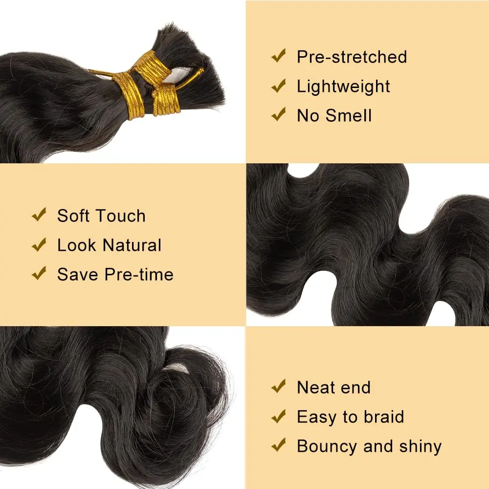 50g Body Wave Bulk Human Hair Bulk Braiding Hair Natural Black Curly Human Braiding Hair 20Inch No Weft 100% Brazilian Remy Hair 2