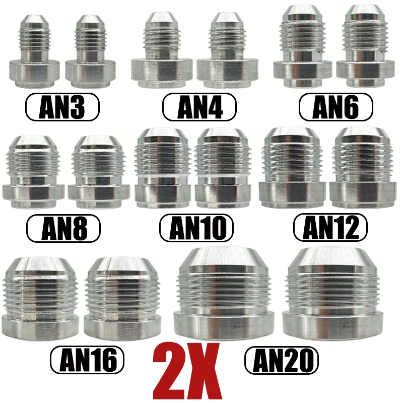 ข้อต่อเชื่อมแบบเชื่อมต่อชาย 2X AN3 AN4 AN6 AN8 AN10 AN12 AN16 AN20 อะแดปเตอร์เชื่อมต่อ ท่อเชื่อมอะลูมิเนียม ท่อส่งน้ำมันเชื้อเพลิง ข้อต่อตรง สีเงิน 1