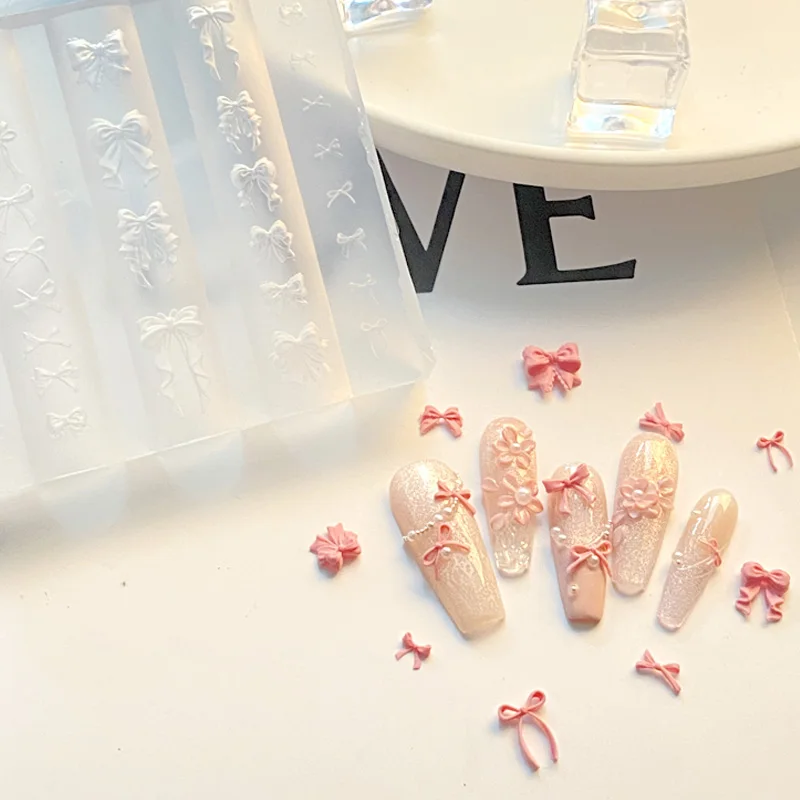 TSZS 1pc 손톱에 귀여운 치마 레이스 실리콘 하트 활 리본 3D 네일 몰드 네일 아트 장식 실리콘 Butterlly 네일 제품