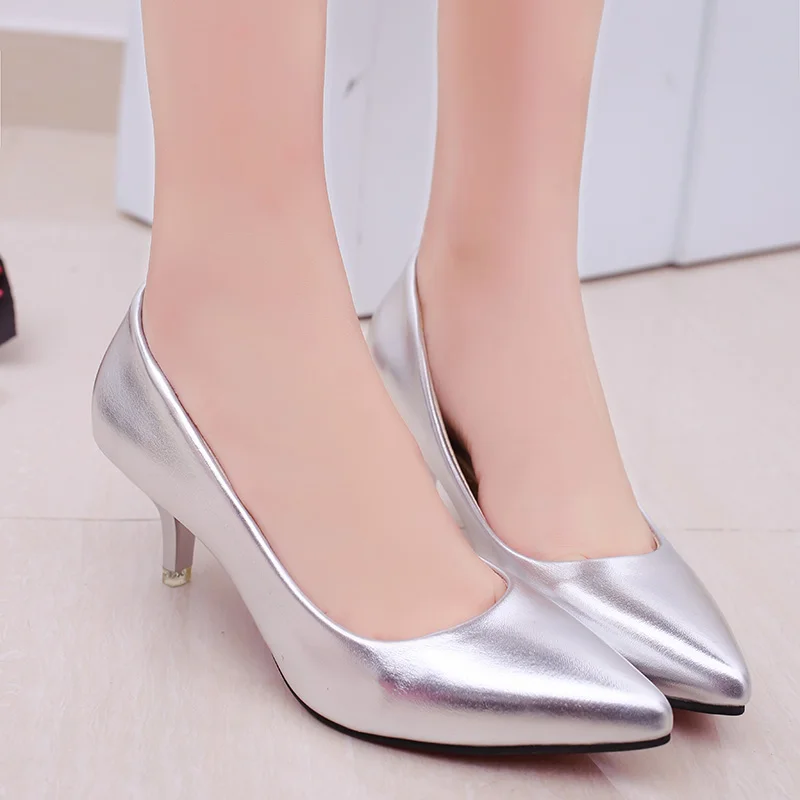 Hot Selling Spring Autumn Women's Ponited Toe Pumps Wedding Shoes Woman Leather High Heels Shoes Lady Casual Comfortable