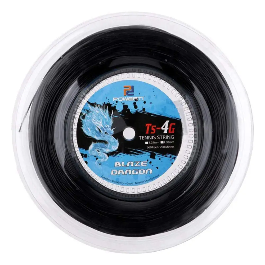 

1 Reel Powerti 1.30mm/1.25mm Tennis String 4G Polyester Training Racket String 200m Reel Gym Sport Outdoor Black String