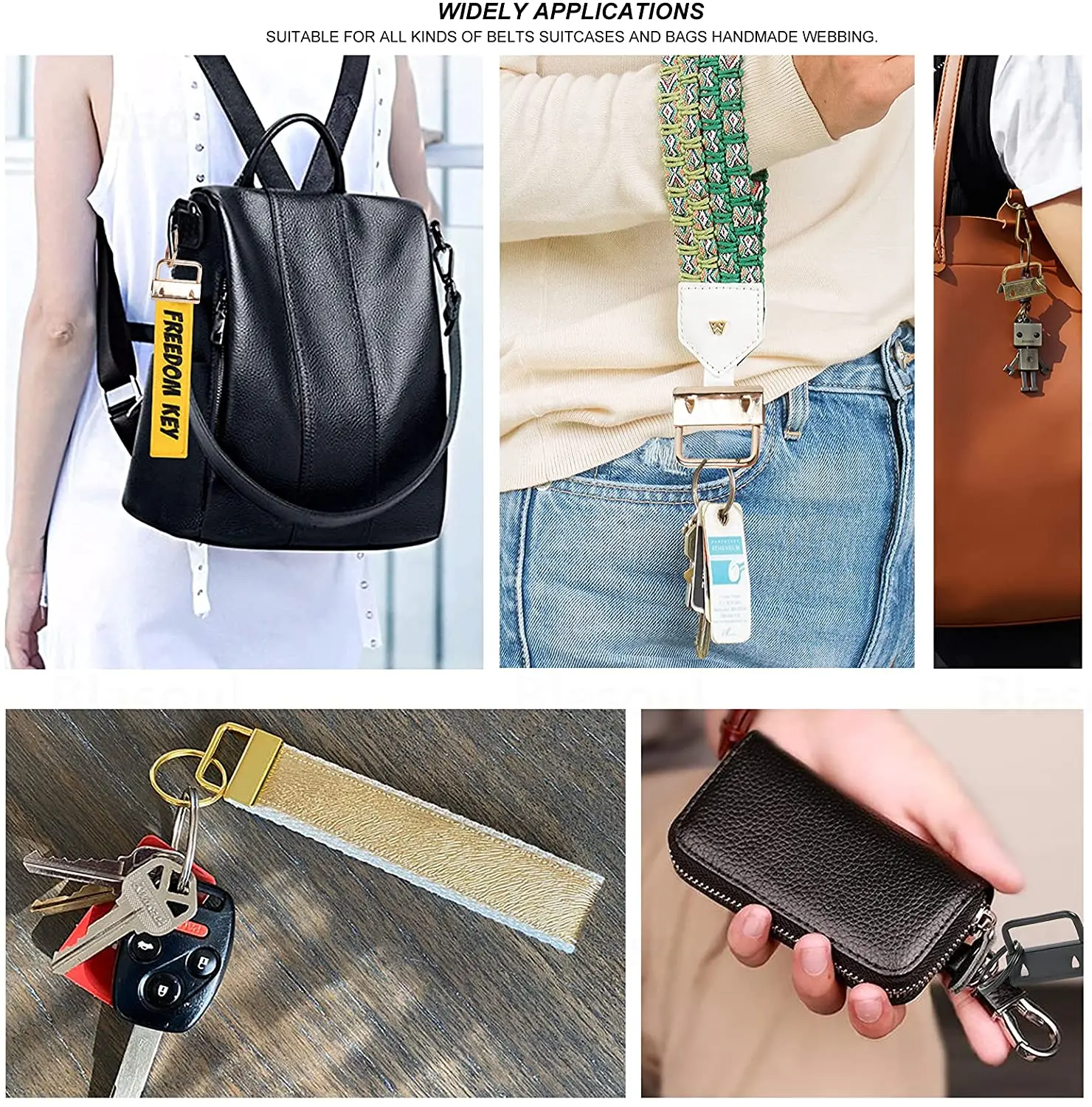 Key Fob Keychain 10Pcs 1inch Key Fob Keychain Hardware Kit DIY for Wristlet Clamp Bag Cell Phone Docorate Wallet Key Lanyard Making Install Easy