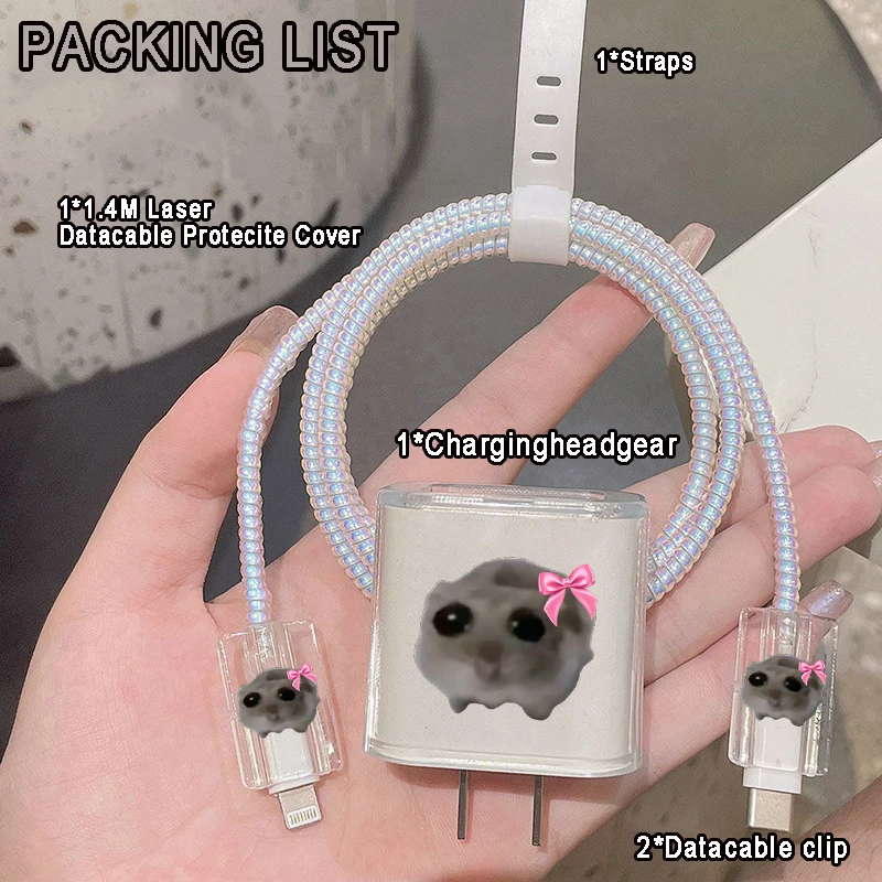 Popular Fun Meme Im Just A Girl Sad Hamster Case for IPhone 15 14 13 Pro Max 1820W Charger&Charging Protector Data Wire Winder