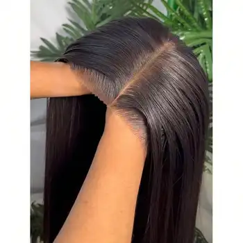 13x4 Glueless Straight Human Hair Wig 250% Density Ready to Wear No Glue Pre Plucked Hairline with Baby Hair Natural Color 1