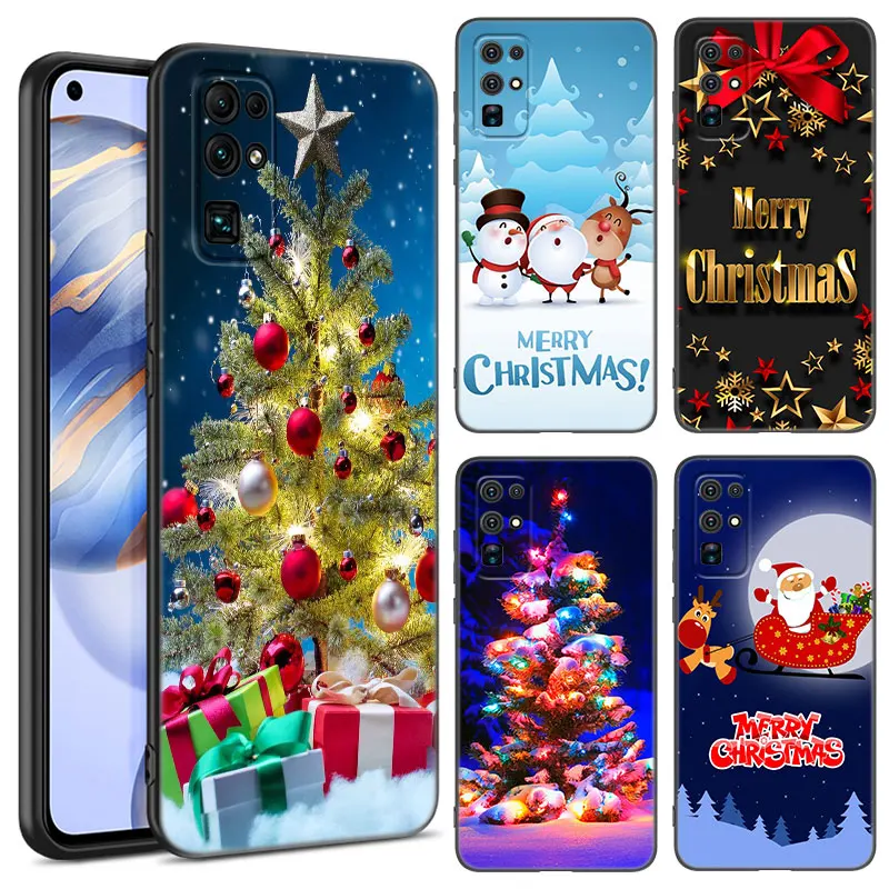Merry Christmas Tree Elk Phone Case Per Honor Magic 4 20 50 Lite 60 Se 30 70 80 Pro Plus 20E 20I 30I 20S 30S Soft Black Cover