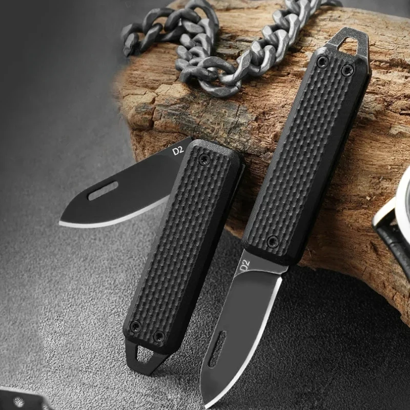 

NEW High Hardness D2 Steel Folding Knife G10 Handle Keychain Self-defense Knife Disassembly Express Delivery EDC Knife Hunting