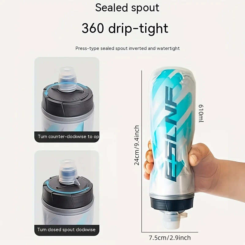 Bicycle Water Bottle 610ml Riding Sports Outdoor Large Capacity Squeeze Cold