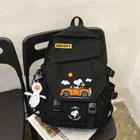 Snoopy new 2022 nylon school bag boy girl fashion backpack student handbag with bag pendant 2