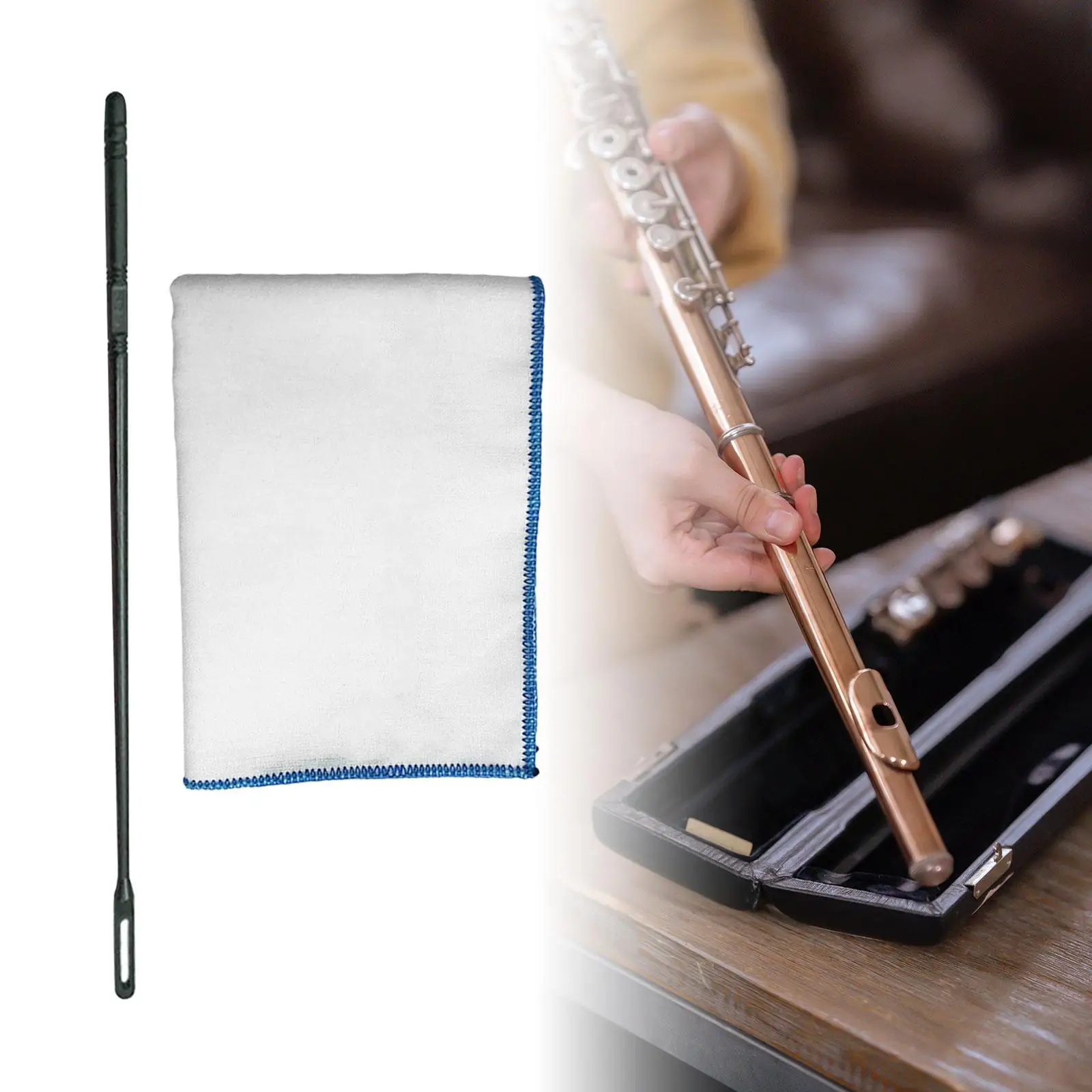 

Flute Cleaning Set Cleaning Rod and Cloth Music Maintenance Tools Practical Wiping Cloth Cleaner Stick for Ensembles Students